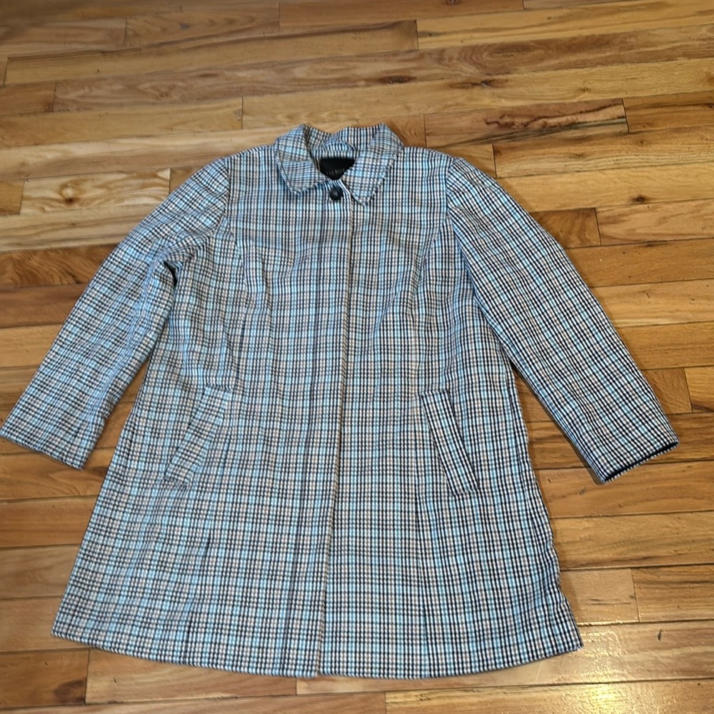 Women’s Talbots dressy coat jacket sz 16 plaid button up pleated back lined